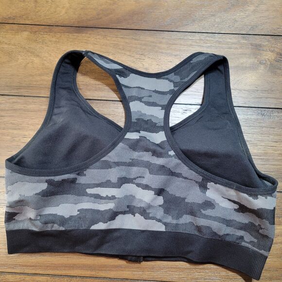 Avia Padded Sports Bra Front Zip Closure Black Camo - Size 3XL - Picture 2 of 3